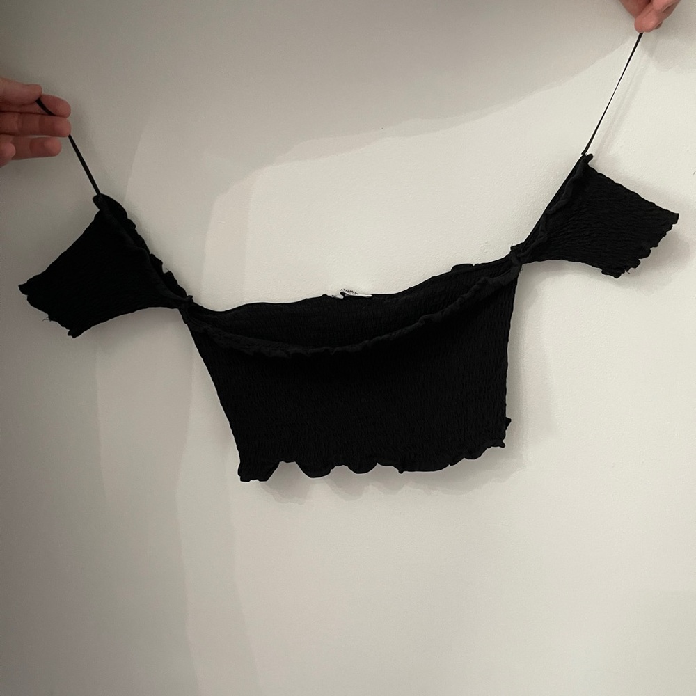 Zara black scrunch cropped top